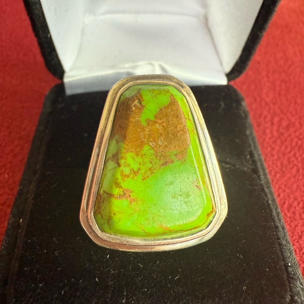 Green Turquoise Silver Ring - image 1